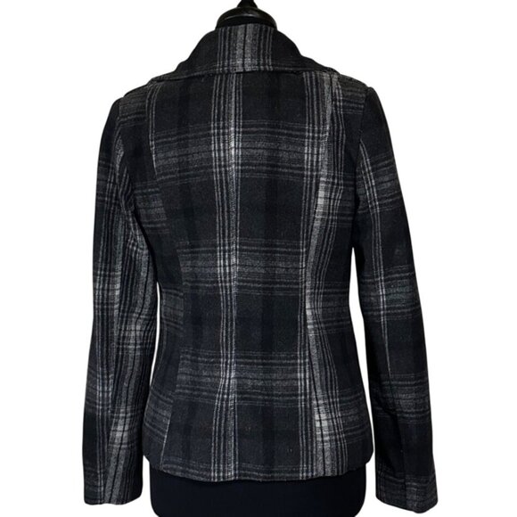 Old Navy Double-Breasted Plaid Peacoat Jacket Polyester Blend Women's Size Small - Picture 2 of 16